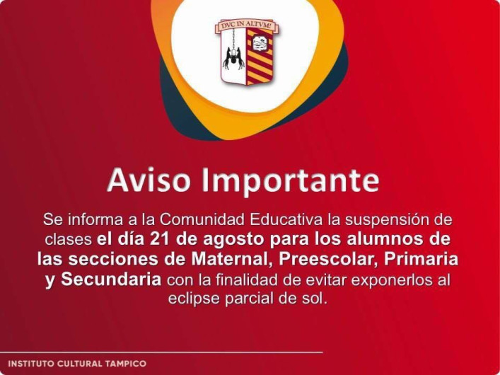 ICT anuncia suspensión de clases por el Eclipse de sol