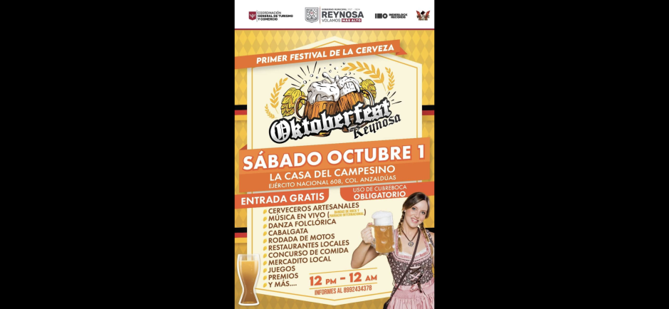 Invita Municipio al Oktoberfest Reynosa, evento familiar gratuito