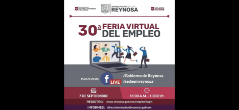 Invita Gobierno de Reynosa a Feria Virtual del Empleo número 30