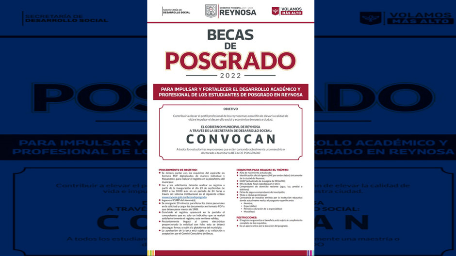 Convoca Alcalde Carlos Peña Ortiz a Becas de Posgrado 2022