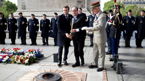 Macron y Hollande, juntos en conmemoración nacional en París