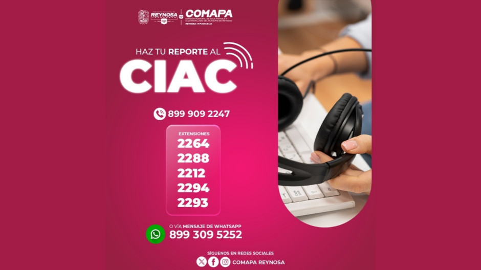 Invita COMAPA a realizar reportes de agua potable o drenaje a través de las líneas del CIAC