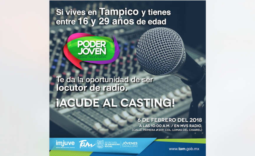 Jóvenes Tamaulipas realizará casting de Radio Poder Joven