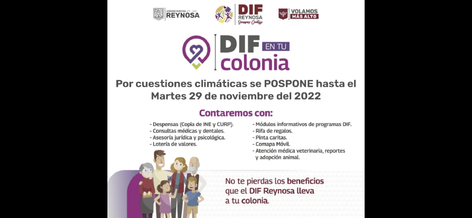 Suspende DIF Reynosa Brigada de este martes en el Campanario