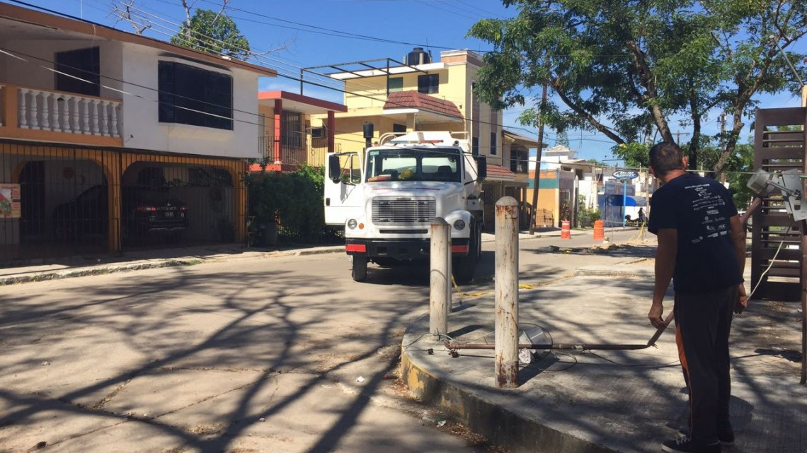 Pino tumba poste y cableado de CFE y deja sin luz a 100 viviendas