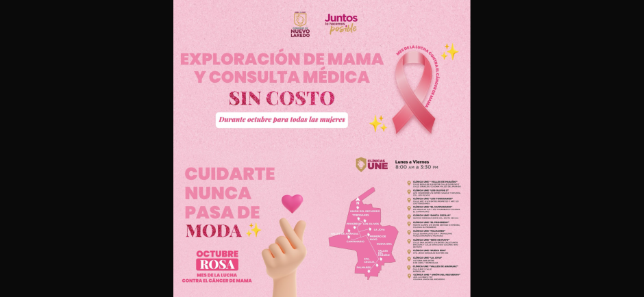Gobierno municipal promueve campaña gratuita de prevención contra el cáncer de mama