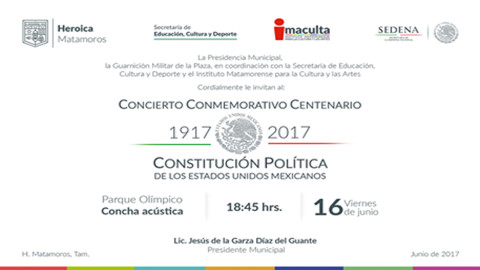 Invita Ayuntamiento a concierto por el Centenario de la Constitución Política