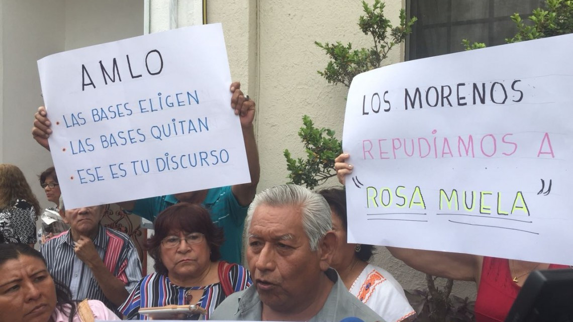 Militantes de Morena rechazan candidatura de Rosa Muela a alcaldía