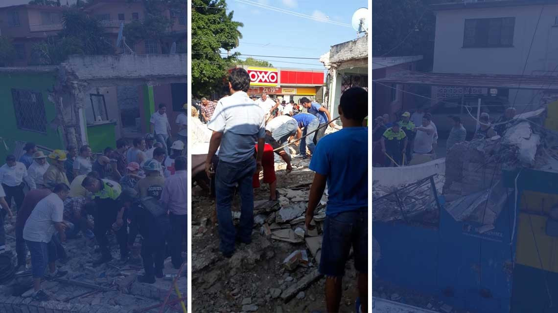 Cae loza y deja atrapados a tres personas