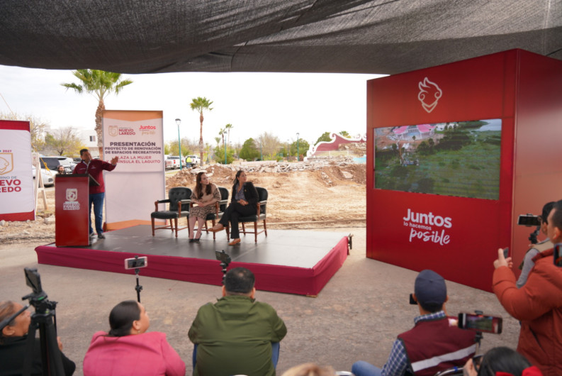 Presenta alcaldesa Carmen Lilia Canturosas proyecto de transformación de la plaza de la mujer y península el laguito