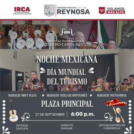 Festejará Gobierno de Reynosa Día Mundial del Turismo con show de Mariachis 