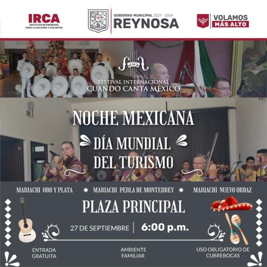 Festejará Gobierno de Reynosa Día Mundial del Turismo con show de Mariachis 