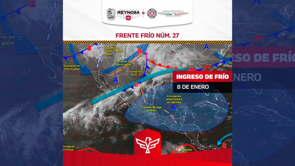 Arribará Frente Frío 28 tras el 27 que permanece estacionario en la región