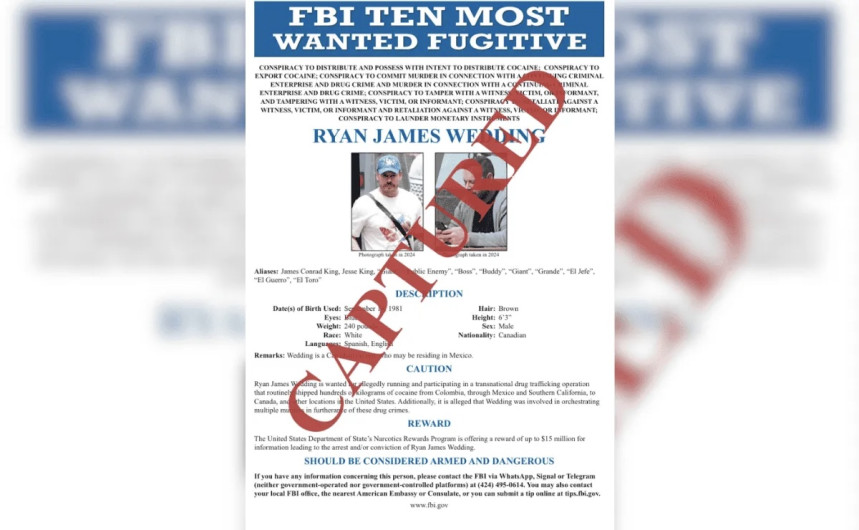 Embajador de EU en México confirma que Ryan Wedding se entregó voluntariamente