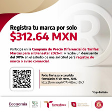Invita Secretaría de Economía a registrar marcas con 90% de descuento