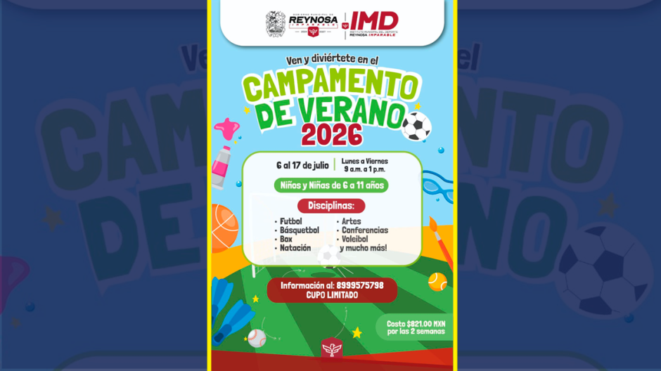 Todo listo para el Curso de Verano 2026 en el Polideportivo Reynosa