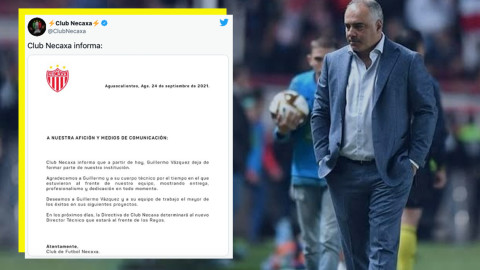Necaxa despide a Guillermo Vázquez