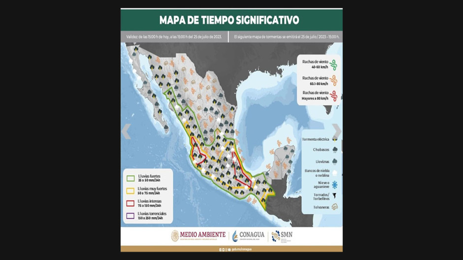 Anuncia PCyB  probabilidad de lluvias aisladas 