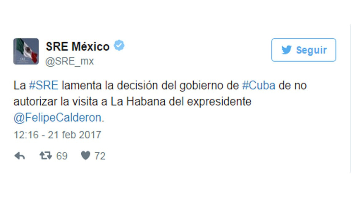 Cuba niega la entrada a Felipe Calderón