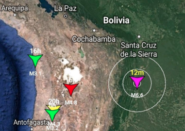 Sacude sismo de 6.6 al sureste de Bolivia