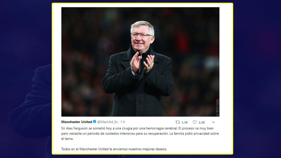 Sir Alex Ferguson es intervenido por hemorragia cerebral 