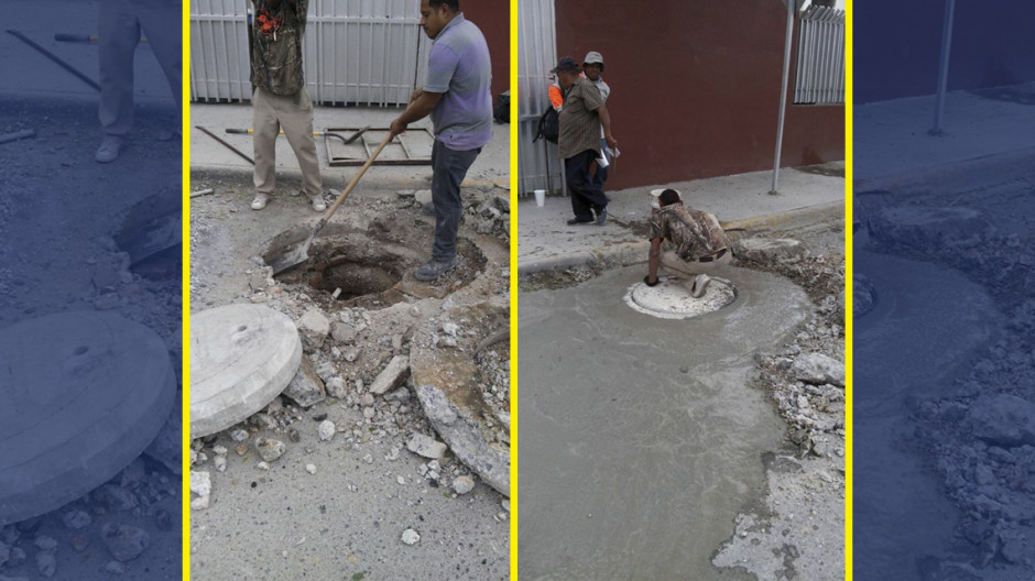 Realizan reparación de brocal de concreto