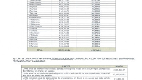 Define IETAM topes de financiamiento público y privado para partidos en el 2019