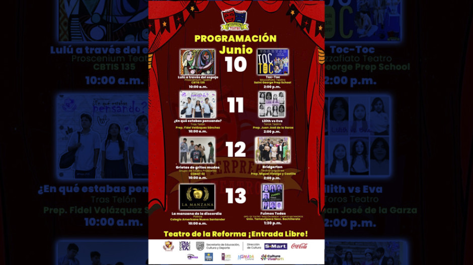 Organiza Gobierno de Matamoros a través de SECUDE, Primer Festival Inteprepas Teatro