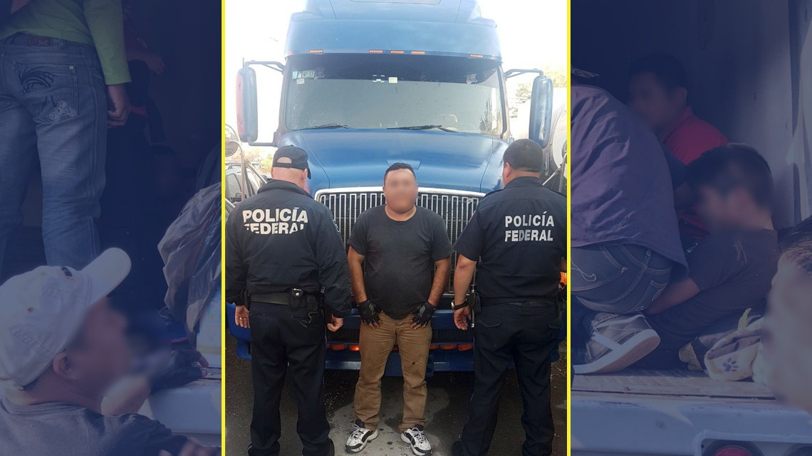 Rescatan a 137 migrantes que viajaban en caja de tráiler