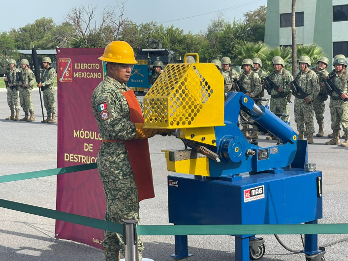 Destruyen armamento decomisado en Reynosa