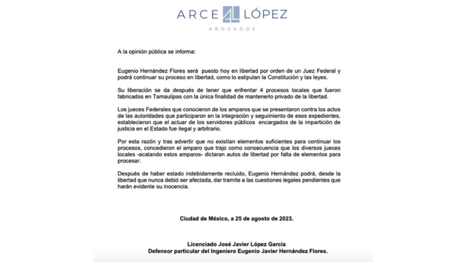 Abogados confirman que “Geño” Hernández sería liberado