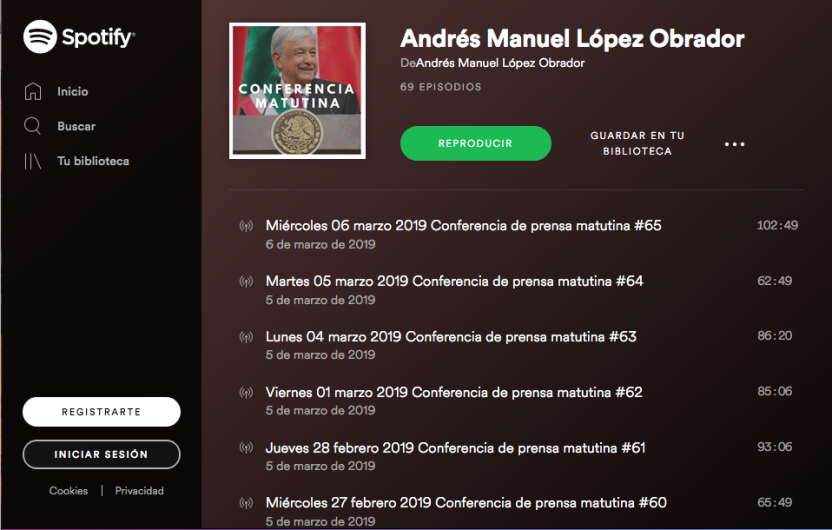 AMLO y las ‘mañaneras’ llegan a Spotify