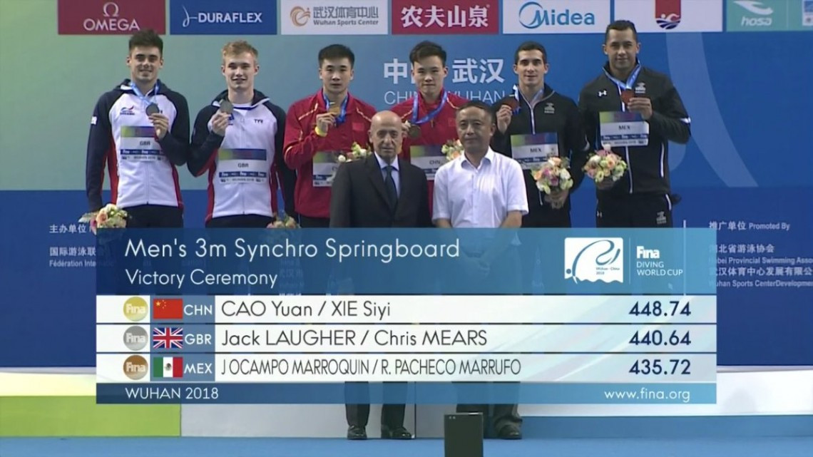 Pacheco y Ocampo dan bronce a México en Copa Mundial de Clavados 