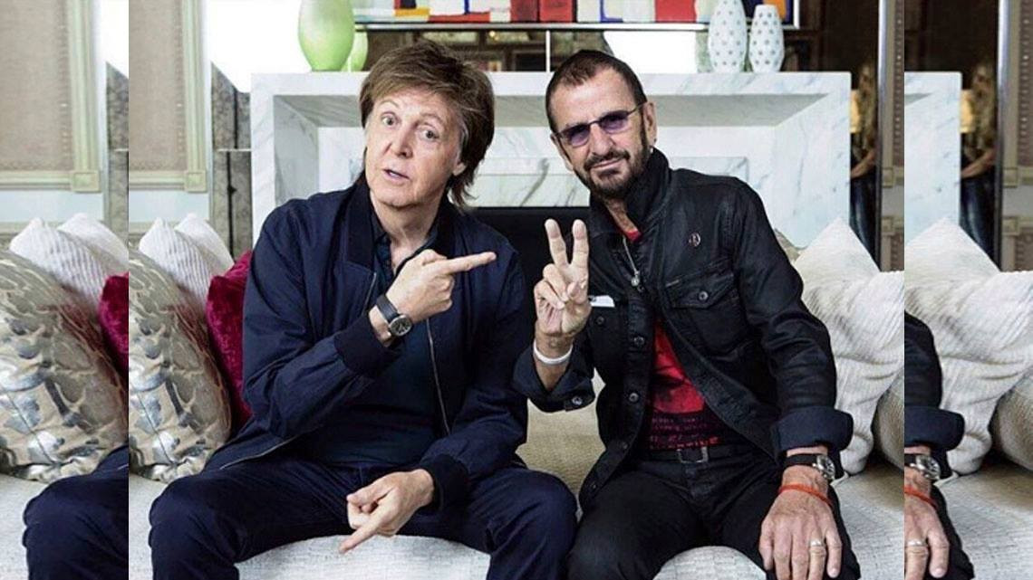Paul Mccartney y Ringo Star graban en sesión de estudio