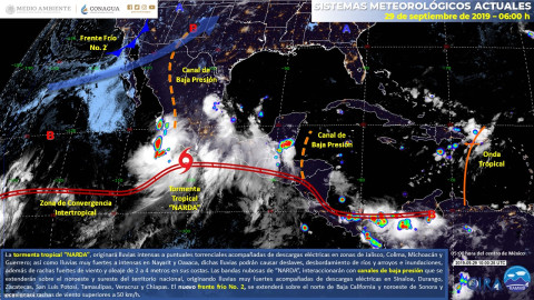 “Narda”  originará lluvias intensas a torrenciales