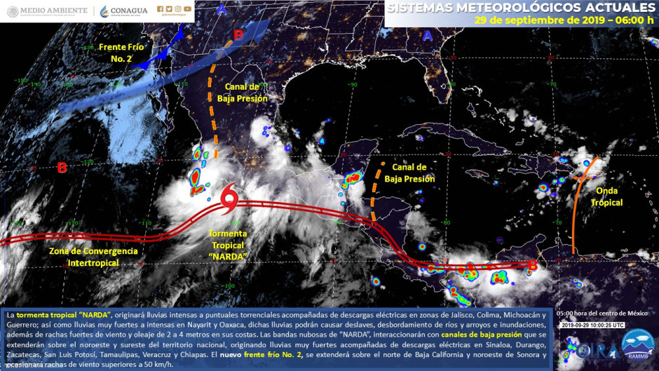 “Narda”  originará lluvias intensas a torrenciales