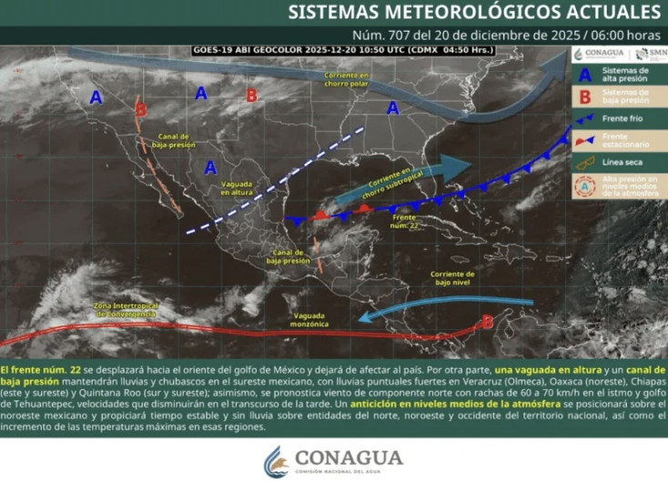 Frente frío 22 se retira y el 23 se aproxima: lluvias, viento y bajas temperaturas en el país