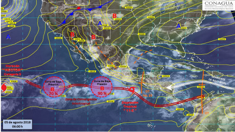 Lluvias intensas sobre sur y sureste del país