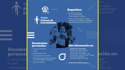 DIF Tamaulipas apoya con campaña de Prótesis de Extremidades