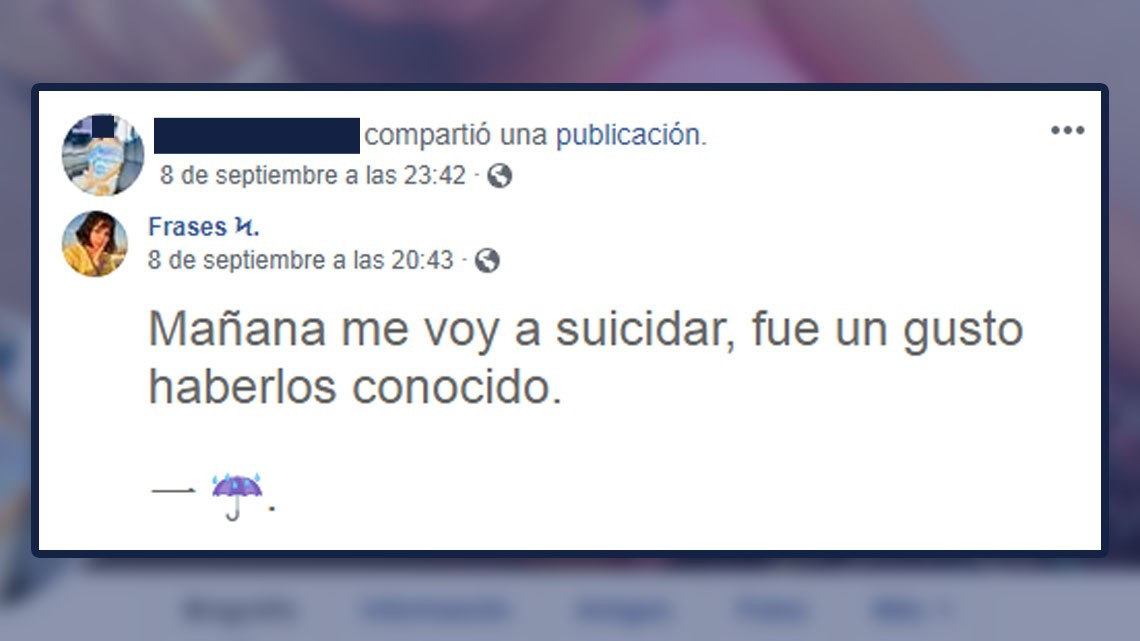 Publica en Facebook que se suicidará y es encontrada muerta al día siguiente