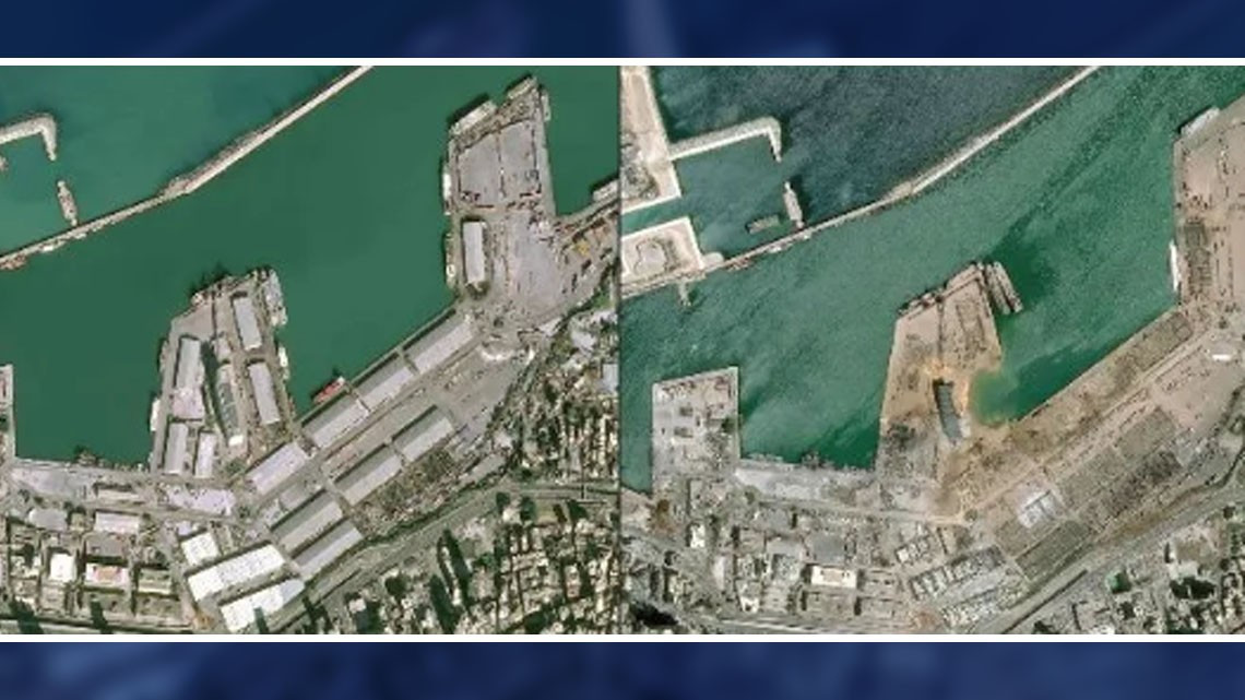 El antes y después de la explosión en Beirut