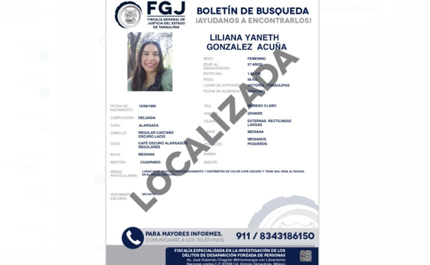 Localizan sin vida a  Liliana Yaneth González Acuña