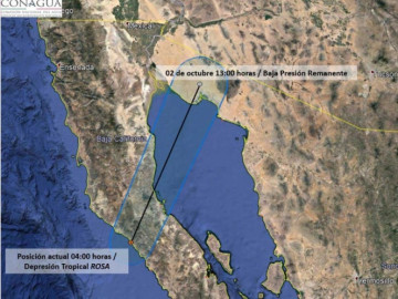 "Rosa" se degrada en BC, ya es depresión tropical