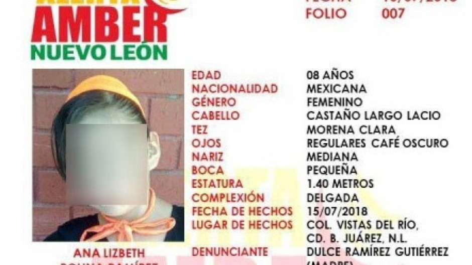 Encuentran muerta a una menor de ocho años reportada como desaparecida en N.L.