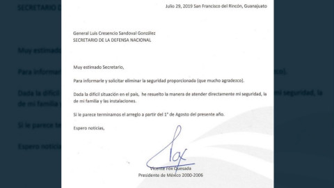 Vicente Fox renuncia a la seguridad que le pagaba el Estado mexicano