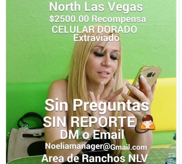 Noelia ofrece jugosa recompensa por celular extraviado
