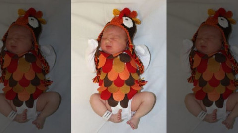 Recién nacidos son vestidos como comida de Acción de Gracias