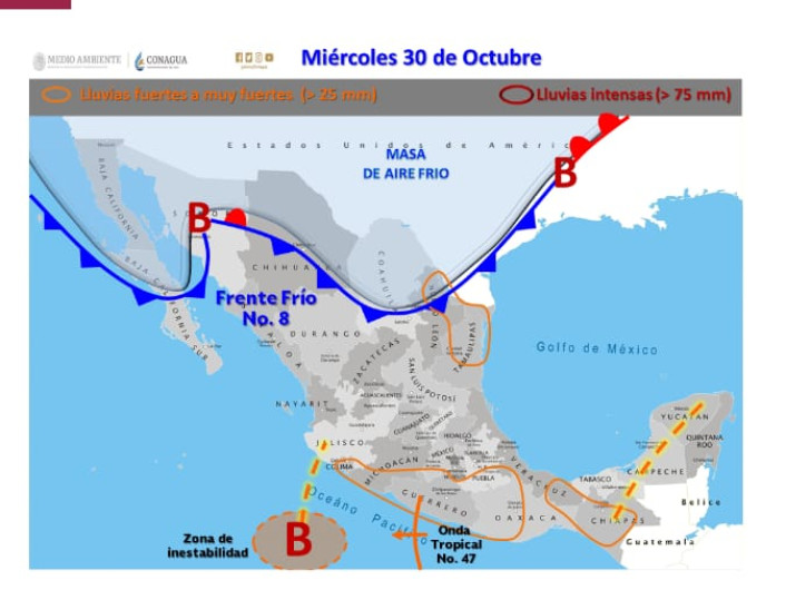 Causará frente frío número 8 notable descenso de temperaturas