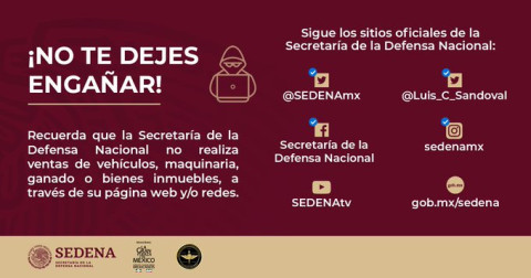 Sedena advierte sobre página web falsa 