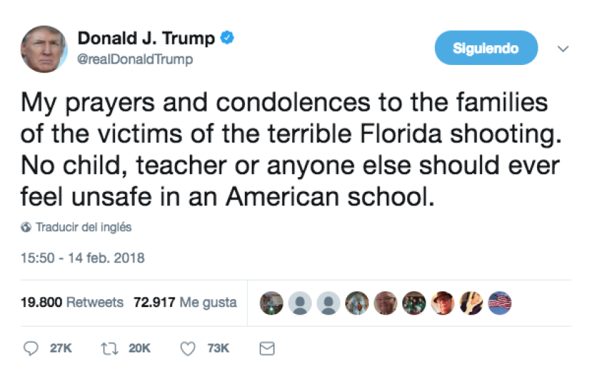 Nadie debería sentirse inseguro en escuela: Donald Trump